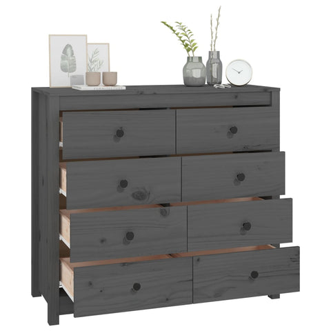 vidaXL Side Cabinet Grey 100x40x90 cm Solid Wood Pine