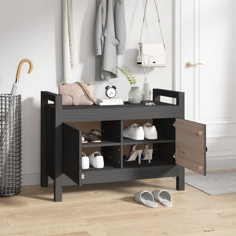 vidaXL Hall Bench Grey 80x40x60 cm Solid Wood Pine