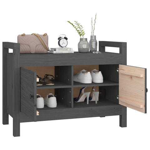 vidaXL Hall Bench Grey 80x40x60 cm Solid Wood Pine