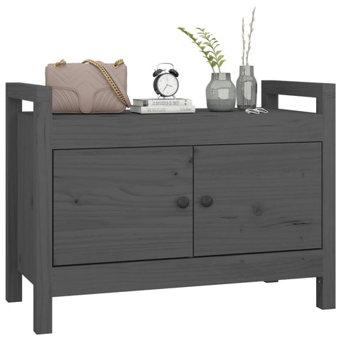 vidaXL Hall Bench Grey 80x40x60 cm Solid Wood Pine
