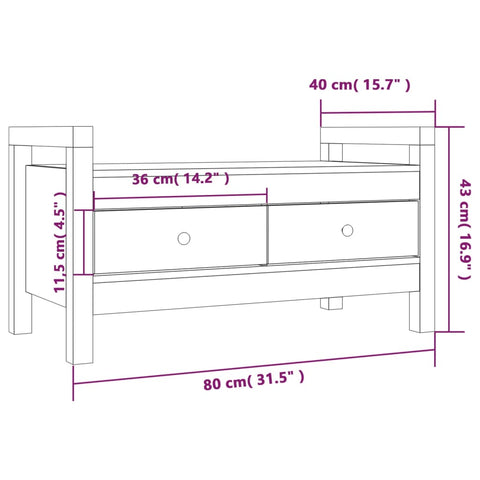 vidaXL Hall Bench Honey Brown 80x40x43 cm Solid Wood Pine