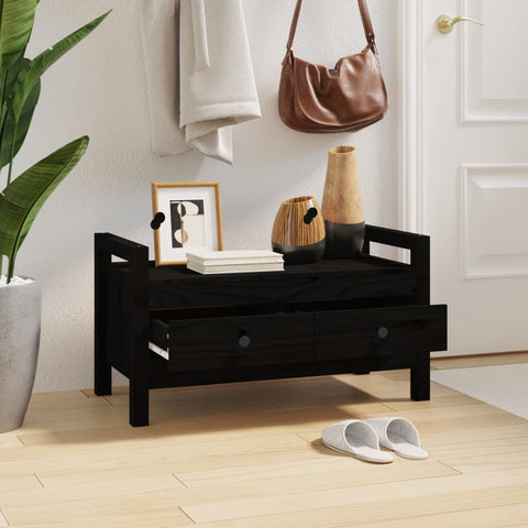 vidaXL Hall Bench Black 80x40x43 cm Solid Wood Pine