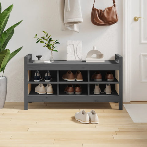 vidaXL Hall Bench Grey 110x40x60 cm Solid Wood Pine
