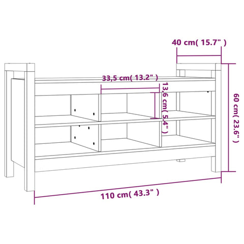 vidaXL Hall Bench Honey Brown 110x40x60 cm Solid Wood Pine