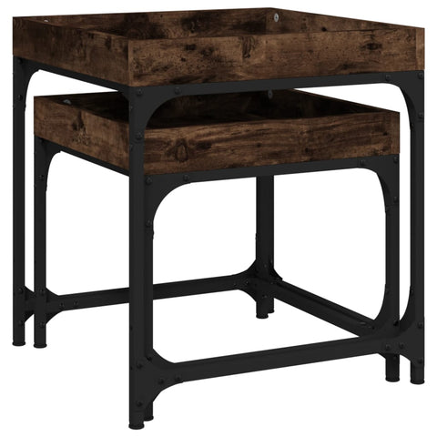 vidaXL Side Tables 2 pcs Smoked Oak Engineered Wood