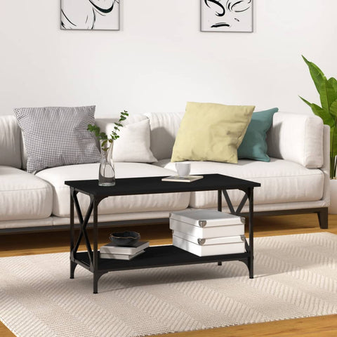 vidaXL Coffee Table Black 80x45x45 cm Engineered Wood and Iron