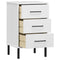 vidaXL Bedside Cabinet with Metal Legs White Solid Wood Pine OSLO