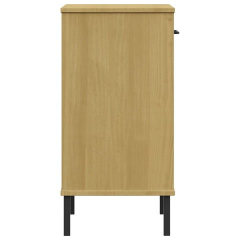 vidaXL Console Cabinet with Metal Legs Brown Solid Wood Pine OSLO