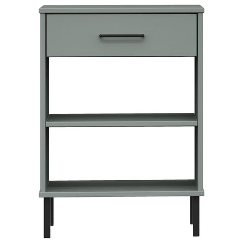 vidaXL Console Cabinet with Metal Legs Grey Solid Wood Pine OSLO