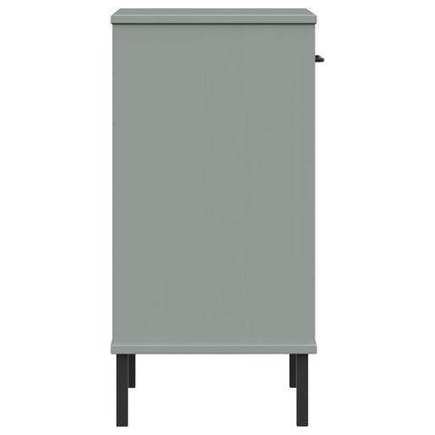vidaXL Console Cabinet with Metal Legs Grey Solid Wood Pine OSLO