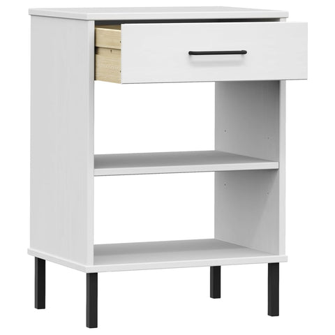 vidaXL Console Cabinet with Metal Legs White Solid Wood Pine OSLO