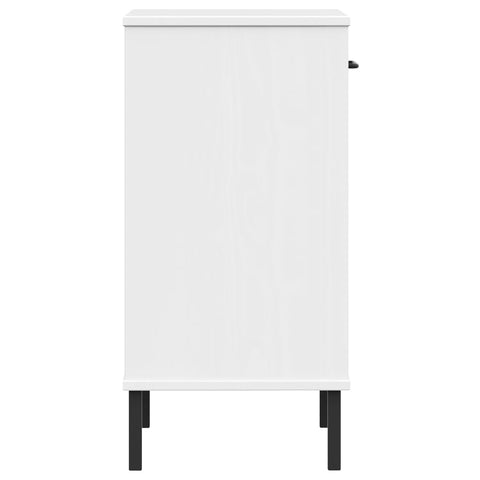 vidaXL Console Cabinet with Metal Legs White Solid Wood Pine OSLO