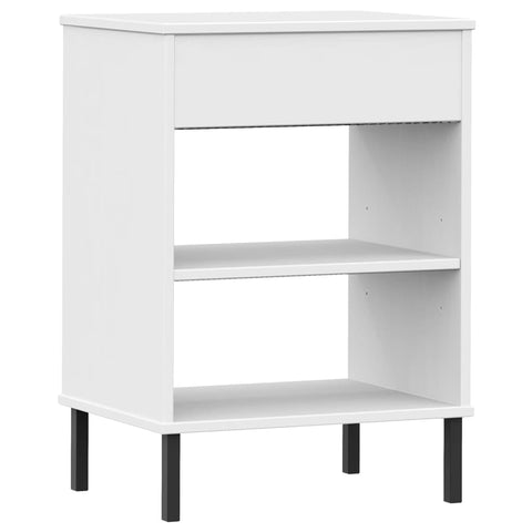 vidaXL Console Cabinet with Metal Legs White Solid Wood Pine OSLO