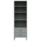 vidaXL Bookcase with 2 Drawers Grey 60x35x180 cm Solid Wood OSLO