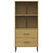 vidaXL Bookcase with 2 Drawers Brown 60x35x128.5 cm Solid Wood OSLO