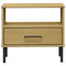 vidaXL Bedside Table with Metal Legs Brown Solid Wood Pine OSLO