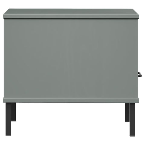 vidaXL Bedside Table with Metal Legs Grey Solid Wood Pine OSLO