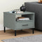 vidaXL Bedside Table with Metal Legs Grey Solid Wood Pine OSLO