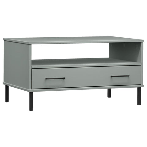 vidaXL Coffee Table with Metal Legs Grey 85x50x45 cm Solid Wood OSLO