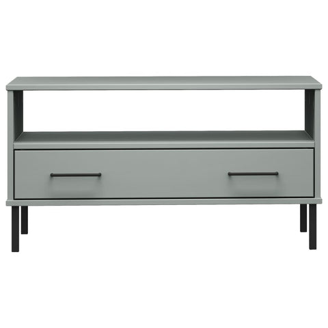 vidaXL Coffee Table with Metal Legs Grey 85x50x45 cm Solid Wood OSLO