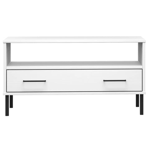 vidaXL Coffee Table with Metal Legs White 85x50x45cm Solid Wood OSLO