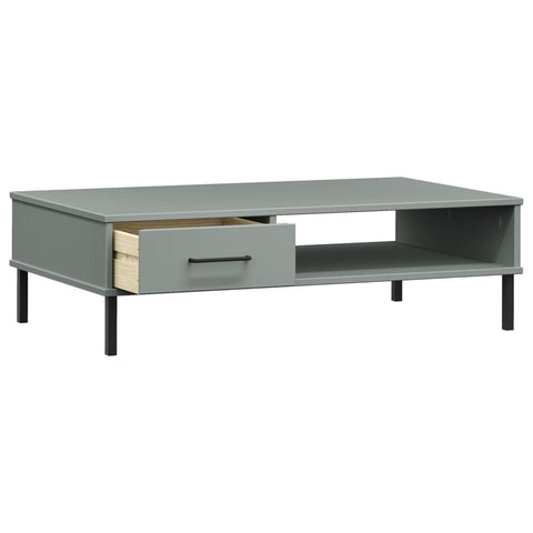 vidaXL Coffee Table with Metal Legs Grey Solid Wood Pine OSLO
