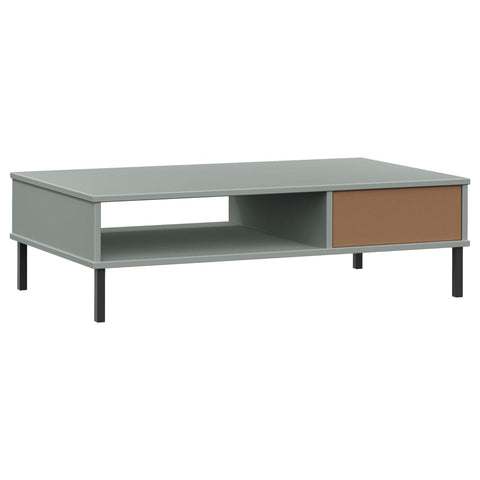 vidaXL Coffee Table with Metal Legs Grey Solid Wood Pine OSLO