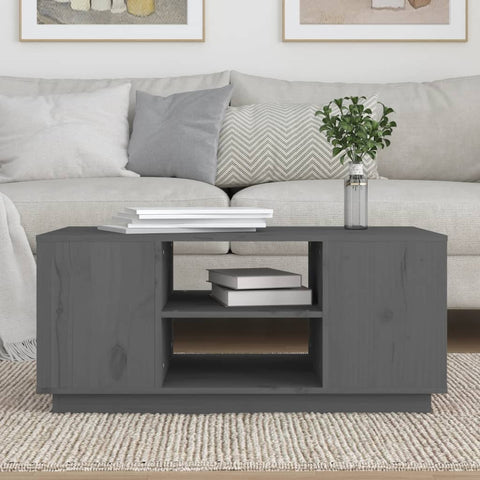 vidaXL Coffee Table Grey 90x49x40.5 cm Solid Wood Pine