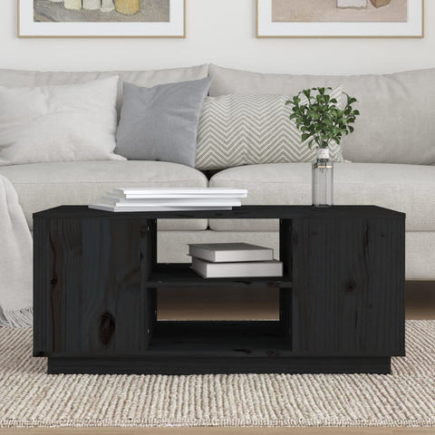 vidaXL Coffee Table Black 90x49x40.5 cm Solid Wood Pine