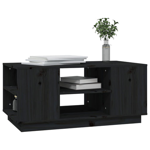 vidaXL Coffee Table Black 90x49x40.5 cm Solid Wood Pine