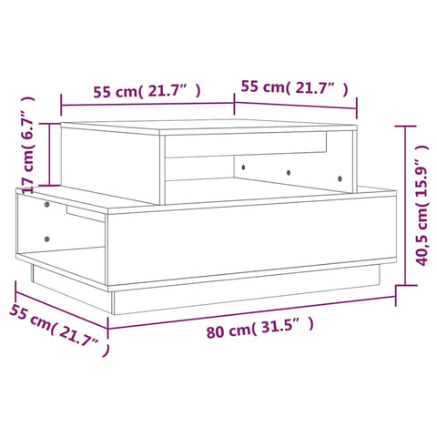 vidaXL Coffee Table 80x55x40.5 cm Solid Wood Pine