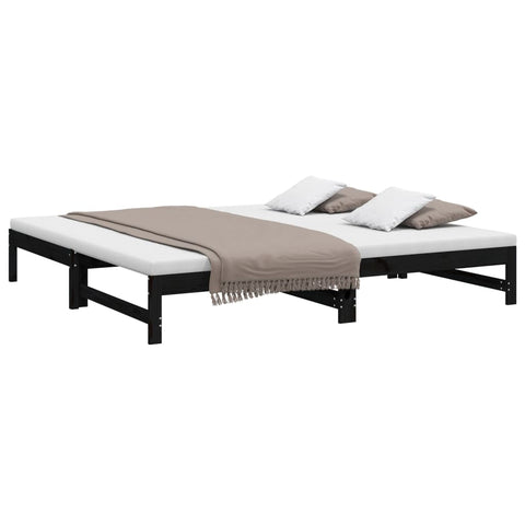 vidaXL Pull-out Day Bed without Mattress Black 2x(100x200) cm
