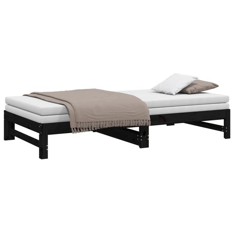 vidaXL Pull-out Day Bed without Mattress Black 2x(100x200) cm