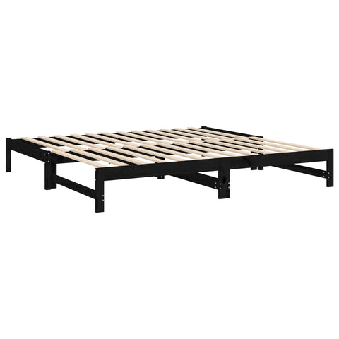vidaXL Pull-out Day Bed without Mattress Black 2x(100x200) cm