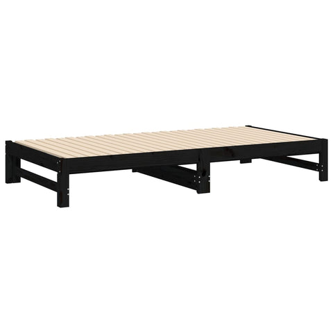 vidaXL Pull-out Day Bed without Mattress Black 2x(100x200) cm