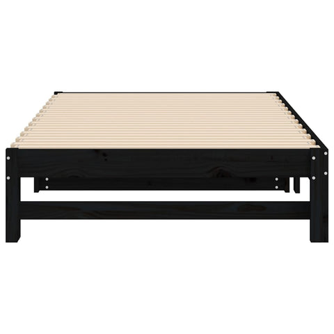 vidaXL Pull-out Day Bed without Mattress Black 2x(100x200) cm