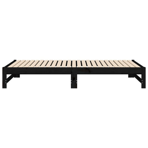 vidaXL Pull-out Day Bed without Mattress Black 2x(100x200) cm
