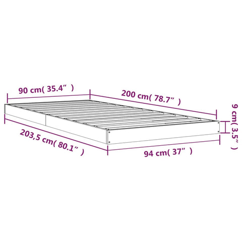 vidaXL Bed Frame without Mattress White 90x200 cm Solid Wood Pine