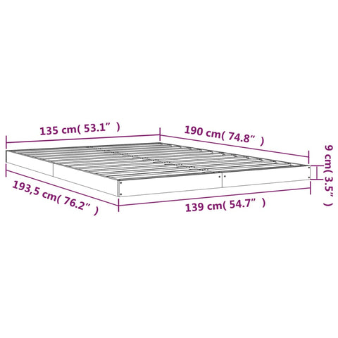vidaXL Bed Frame without Mattress 135x190 cm Double Double Solid Wood Pine