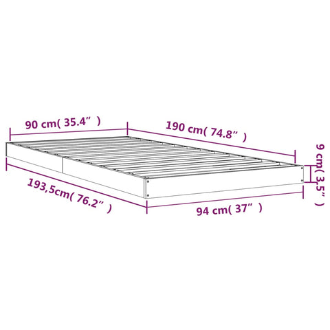 vidaXL Bed Frame without Mattress 90x190 cm Single Single Solid Wood Pine