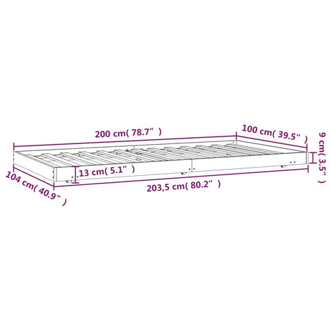 vidaXL Bed Frame without Mattress 100x200 cm Solid Wood Pine