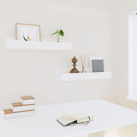 vidaXL Wall Shelves 2 pcs White 50x12x9 cm Solid Wood Pine
