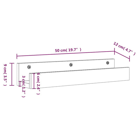 vidaXL Wall Shelves 2 pcs White 50x12x9 cm Solid Wood Pine