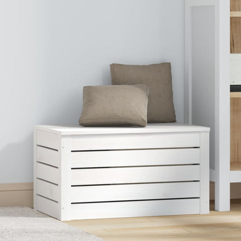 vidaXL Storage Box White 59.5x36.5x33 cm Solid Wood Pine