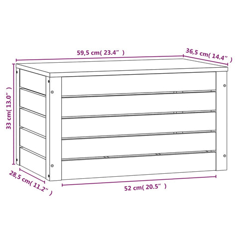 vidaXL Storage Box White 59.5x36.5x33 cm Solid Wood Pine