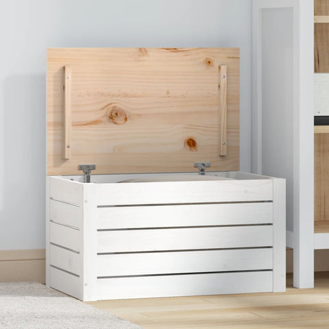 vidaXL Storage Box White 59.5x36.5x33 cm Solid Wood Pine