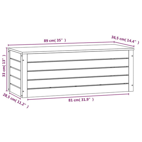 vidaXL Storage Box 89x36.5x33 cm Solid Wood Pine