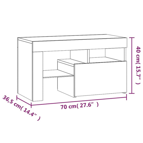 vidaXL Bedside Cabinets 2 pcs with LED Lights Concrete Grey 70x36.5x40 cm
