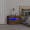 vidaXL Bedside Cabinet with LED Lights Smoked Oak 60x35x40 cm