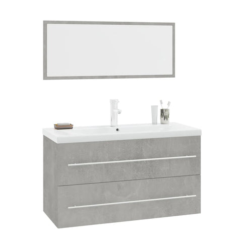 vidaXL 3 Piece Bathroom Furniture Set Concrete Grey